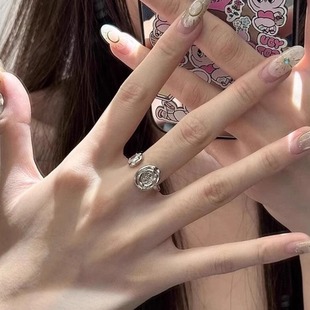 中古银色古币戒指女轻奢高级感古着食指戒独特2025新款指环食指戒