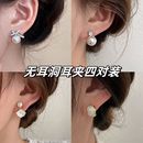 轻奢蝴蝶结珍珠无耳洞耳夹女士小众高级感蚊香盘耳环2025新款 耳饰