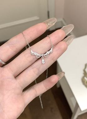 高级设计感新蕾丝水滴锆石项链