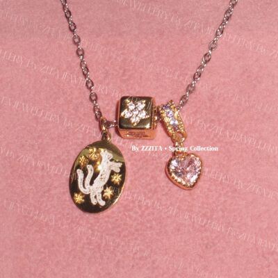 猫咪守护神·cat person~手工画油猫咪五角星爱心ins项链网红甜美