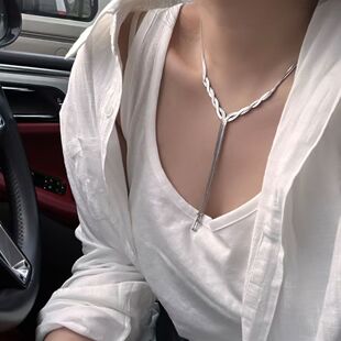 欧美风轻奢复古编织流苏项链独特设计感气质夸张蛇骨链颈链锁骨链