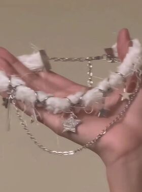 香香公主~星星吊坠毛绒choker双层项链锁骨链甜酷风秋冬本命颈链