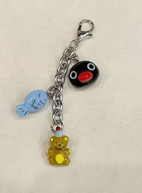 Pingu小鱼小熊串串拉链扣挂件且DIY日系拉链扣翻包挂件钥匙扣配件