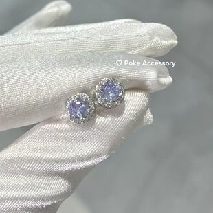 特调薰衣草色爆闪小灯泡满钻耳骨钉316L钛钢免摘