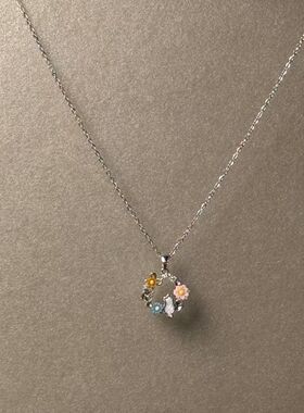 软萌小猫咪花环项链彩色小雏菊甜美少女心森系清新百搭首饰