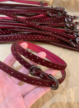 柏林少女 甜酷辣妹酒红choker绕圈式双层千禧辣妹项圈颈链女~