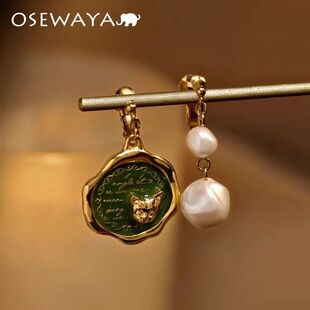 猫咪珍珠无耳洞耳夹复古小众设计创意耳环女轻奢高级耳钉组合港风