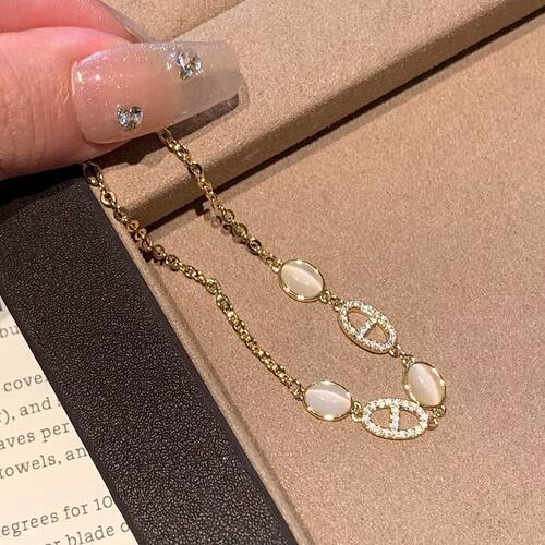 SHI MAI「千金归来」精致猫眼石金色手链女高级感猪鼻子爆闪手链