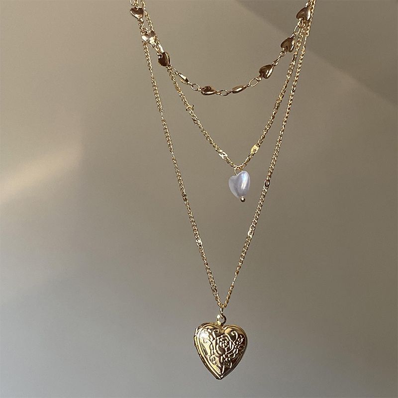 Vintage 古着「Locket Story」爱心锁骨链
