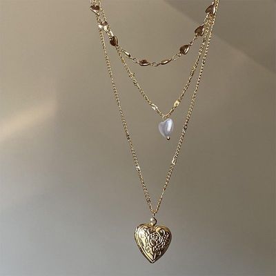 Vintage 古着「Locket Story」爱心锁骨链
