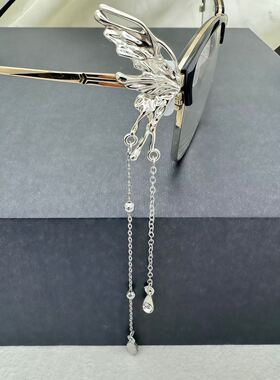 蝴蝶翅膀眼镜侧边挂饰仙气流苏链条吊坠高颜值眼镜装饰配件