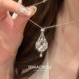 珍珠水滴项链网兜百搭清冷设计高级气质轻奢时尚精致颜值小众锁骨