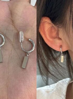 【无耳洞入】简约几何小银条吊坠无痛蚊香盘耳夹百搭个性耳骨夹女