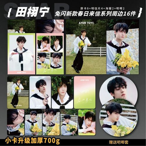 田栩宁兔闪闪春日来信新款周边加厚小卡海报明信片吧唧礼物应援