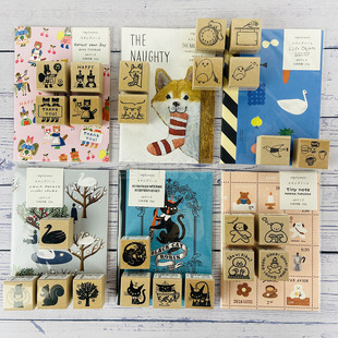 日本表现社 A6集章本布川爱子浅野木制印章空白笔记本印章