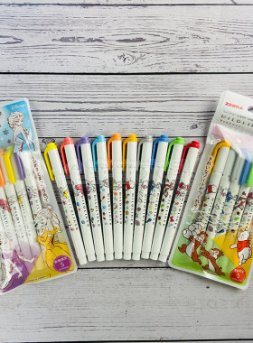 【25%off】日本ZEBRA斑马限定迪士尼公主奇奇蒂蒂WKT7双头荧光笔