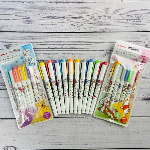 【25%off】日本ZEBRA斑马限定迪士尼公主奇奇蒂蒂WKT7双头荧光笔