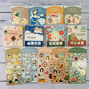 【10%off】日本古川纸工24年冬季限定小熊雪花小方形便签贴纸素材