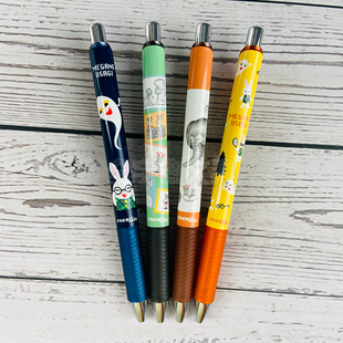 日本pentel派通插画师按动眼镜兔鼠小弟黑色速干中性笔 20%off