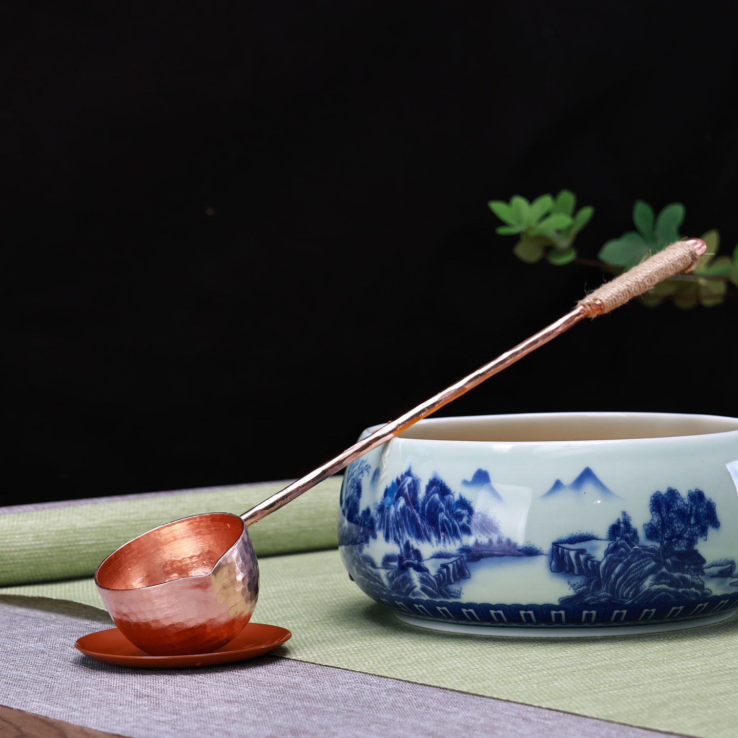 紫铜长柄煮茶器分茶勺高端功夫茶道配件纯铜手工勺子舀茶勺茶汤勺