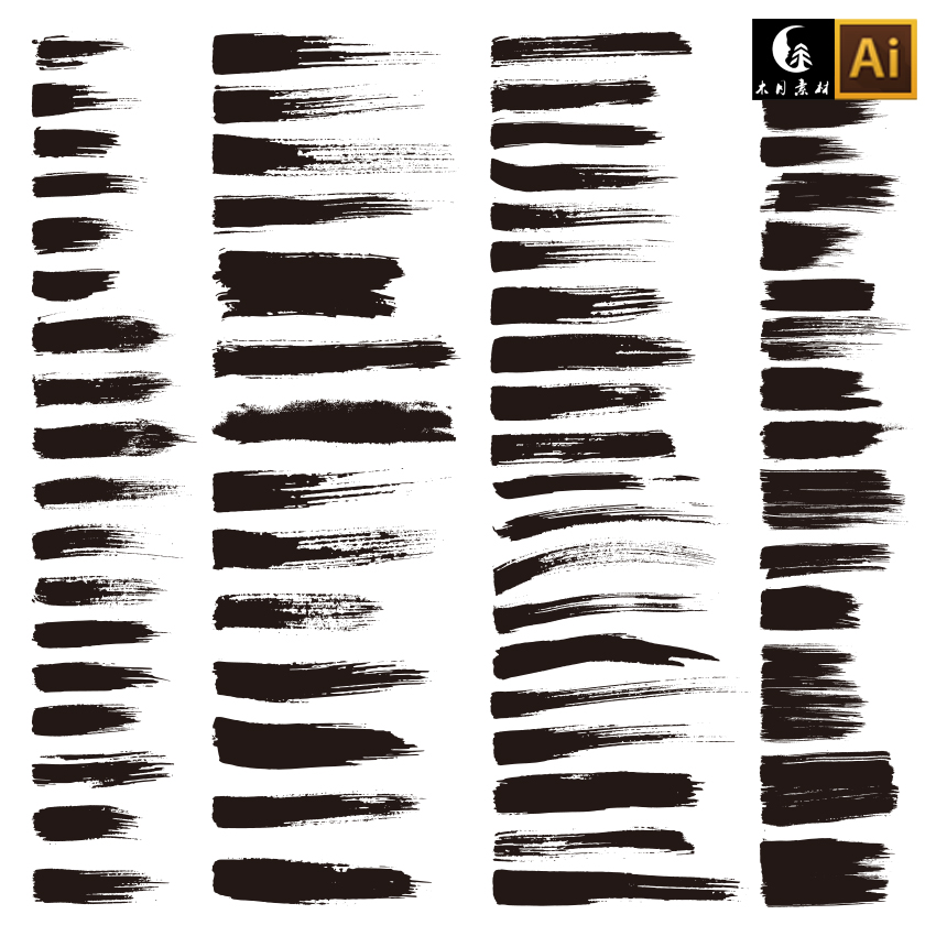 抽象中国风墨水墨迹水墨黑色笔刷笔触矢量图片设计素材