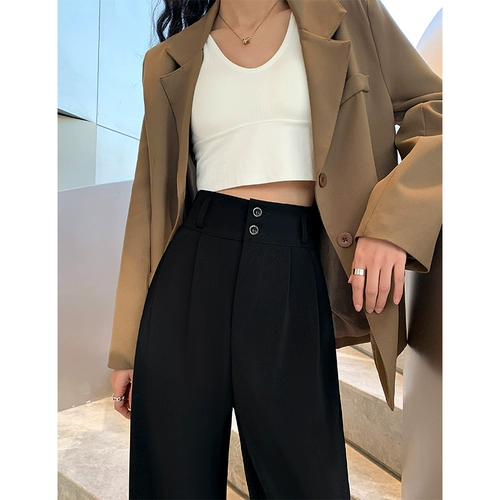 Тонкие штаны, костюм для отдыха, высокая талия, свободный прямой крой, подходит для подростков