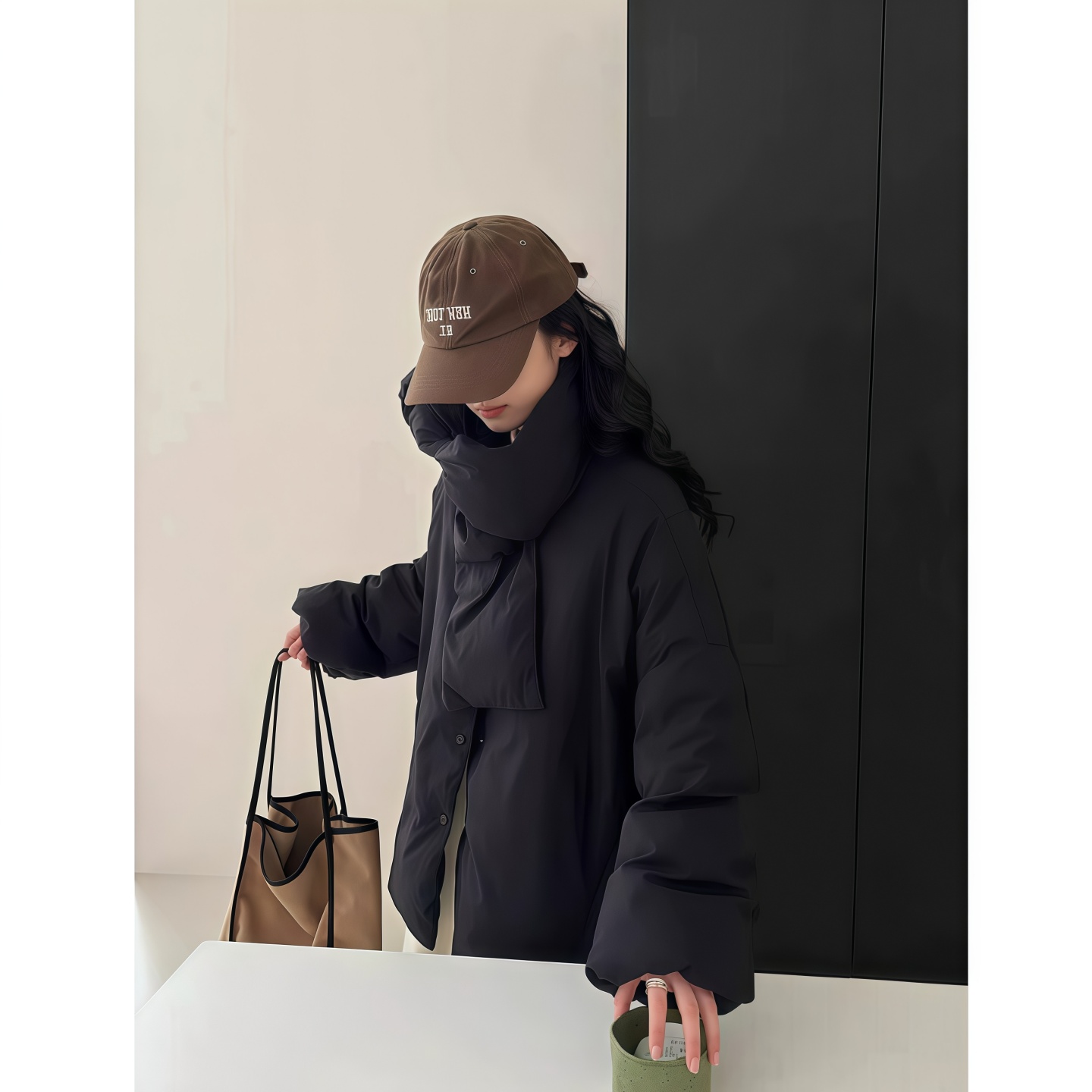 设计感小众简约单排扣羽绒服