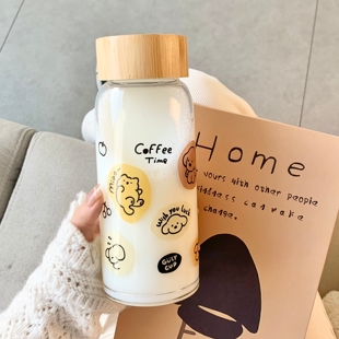 原创大橘猫大容量泡茶玻璃杯男士女便携高颜值耐热学生耐高温杯子