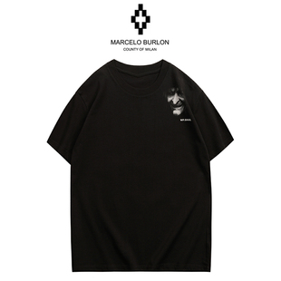 正品Marcelo Burlon马塞洛布隆MB骷髅头短袖T恤男女款宽松半袖t潮