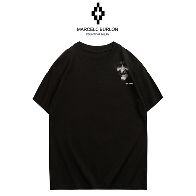 正品Marcelo Burlon马塞洛布隆MB骷髅头短袖T恤男女款宽松半袖t潮