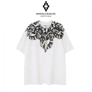 正品Marcelo Burlon 马塞洛布隆mb蛇翅膀短袖T恤印花图案潮男女款