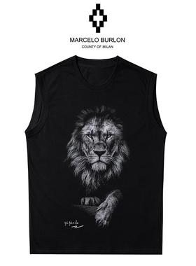 正品 Marcelo Burlon马塞洛布隆MB翅膀印花宽松背心无袖T恤男女款