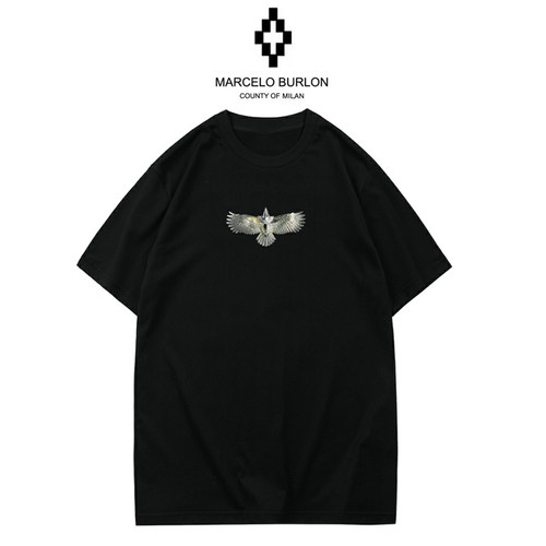 正品Marcelo Burlon 马塞洛布隆mb老鹰翅膀短袖印花图案T恤男女款
