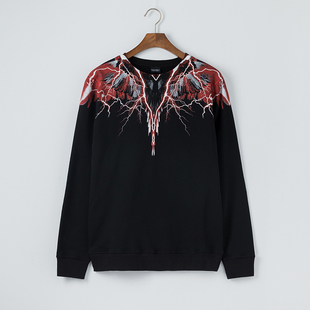 正品Marcelo Burlon马塞洛布隆MB闪电翅膀圆领卫衣长袖外套情侣装