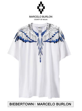 正品潮牌Marcelo Burlon马塞洛布隆MB翅膀短袖T恤男女款宽松半袖t