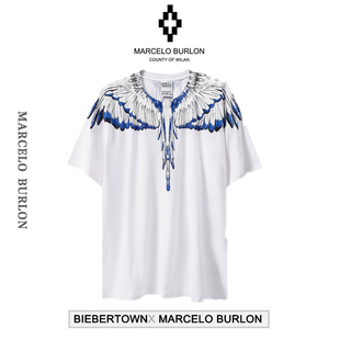 正品潮牌Marcelo Burlon马塞洛布隆MB翅膀短袖T恤男女款宽松半袖t