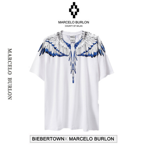 正品潮牌Marcelo Burlon马塞洛布隆MB翅膀短袖T恤男女款宽松半袖t