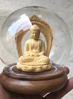 桧木雕财神车载摆件释迦摩尼佛大日如来菩萨观音关公妈祖佛像摆件