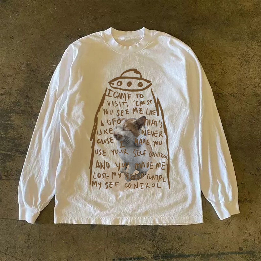 300克重磅！百搭设计感印花T恤秋季休闲情侣上衣潮牌套头chic长袖