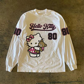 印花长袖 300克重磅 显瘦爆款 上衣慵懒风宽松小众圆领情侣T恤潮流