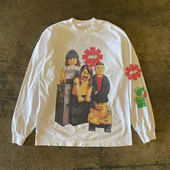 T恤韩版 300克重磅 青少年长袖 圆领印花学生百搭上衣情侣慵懒高街