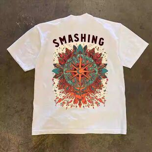 潮牌宽松ins半袖 美式 情侣印花上衣 t恤夏季 100%纯棉重磅300克短袖