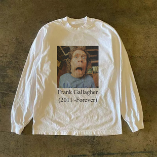 百搭 T恤通勤风爆款 300克重磅 趣味上衣潮流vintage简约长袖