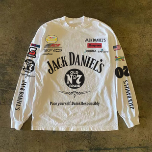 个性 印花美式 ins宽松上衣vintage痞帅洋气T恤国潮 长袖 300克重磅