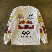 T恤 上衣长袖 300克重磅 慵懒圆领设计感休闲印花宽松百搭潮牌美式