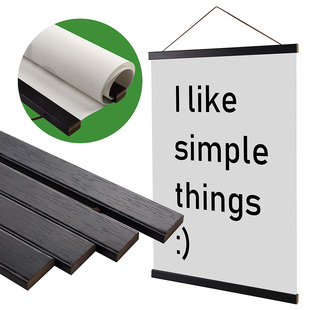 磁性海报框磁铁挂国画夹仿实木黑白色画布框书法装裱架轴儿童画框