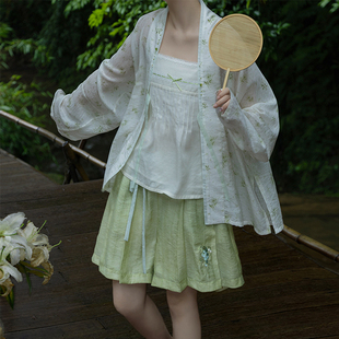 裳宫语【醒枝】宋制改良汉服汉元素天丝对襟衫宋短裤吊带2025夏