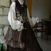 素改良羊毛呢比甲连衣裙秋冬 明制汉服汉元 裳宫语 小马与风铃