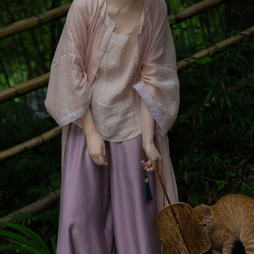 裳宫语【晚萤】明制汉服100%苎麻高支100圆领衫松紧裤*售完不补