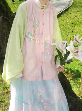 裳宫语【春犹浅】明制汉服绣花双色比甲立领衫马面裙2026春上新